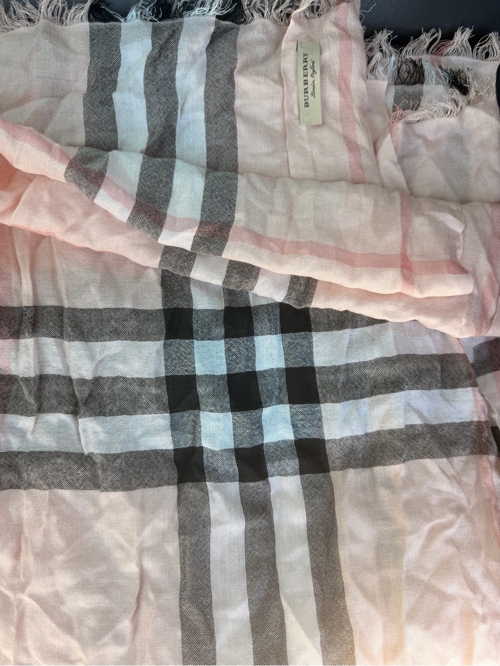 Burberry Pink and Black Check Lightweight Scarf 0283 - Picture 3 of 7